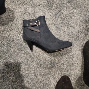 Donna Karan Navy Ankle Boots with Buckle Detail